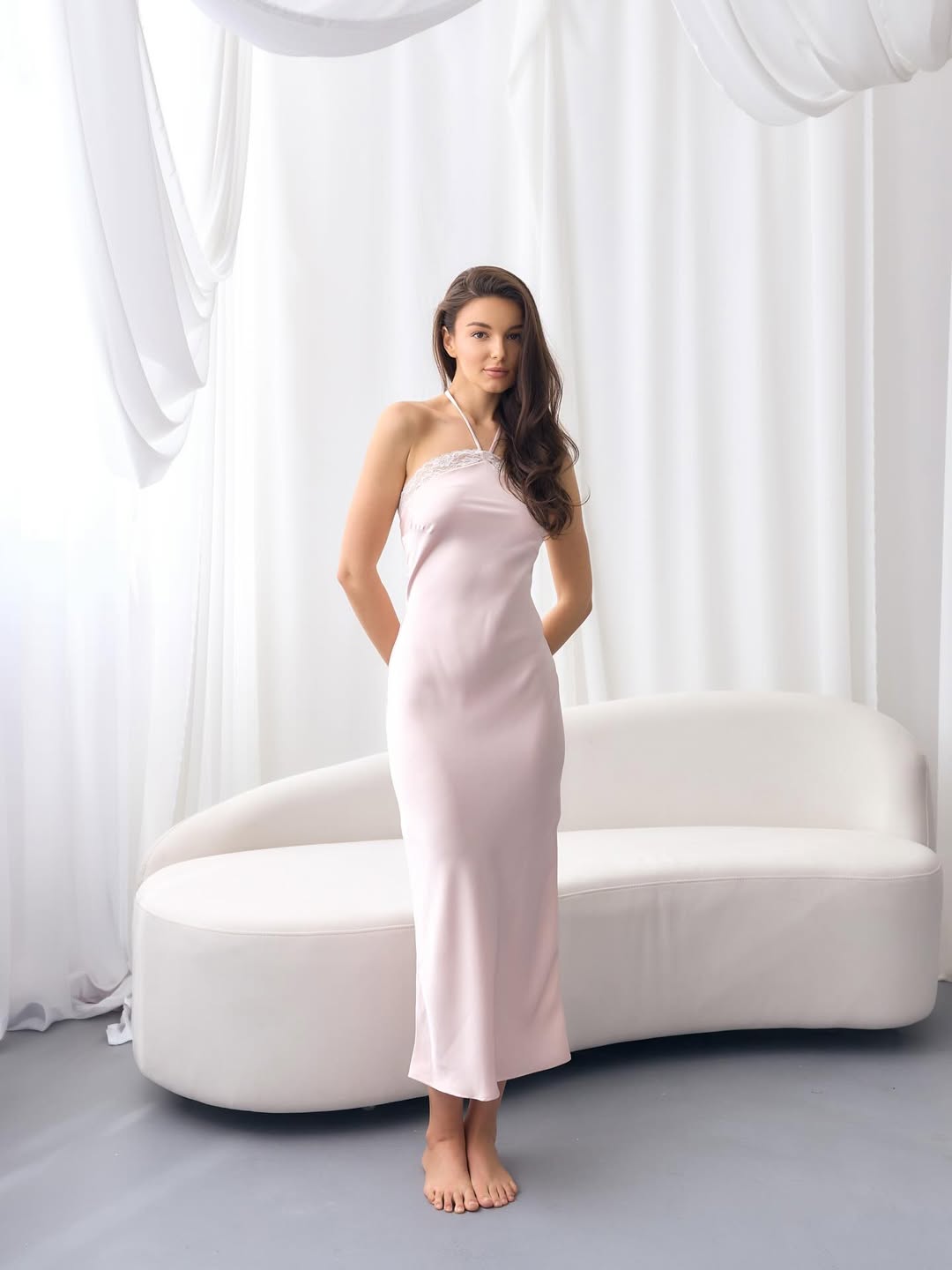 Pink Satin Slip Dress